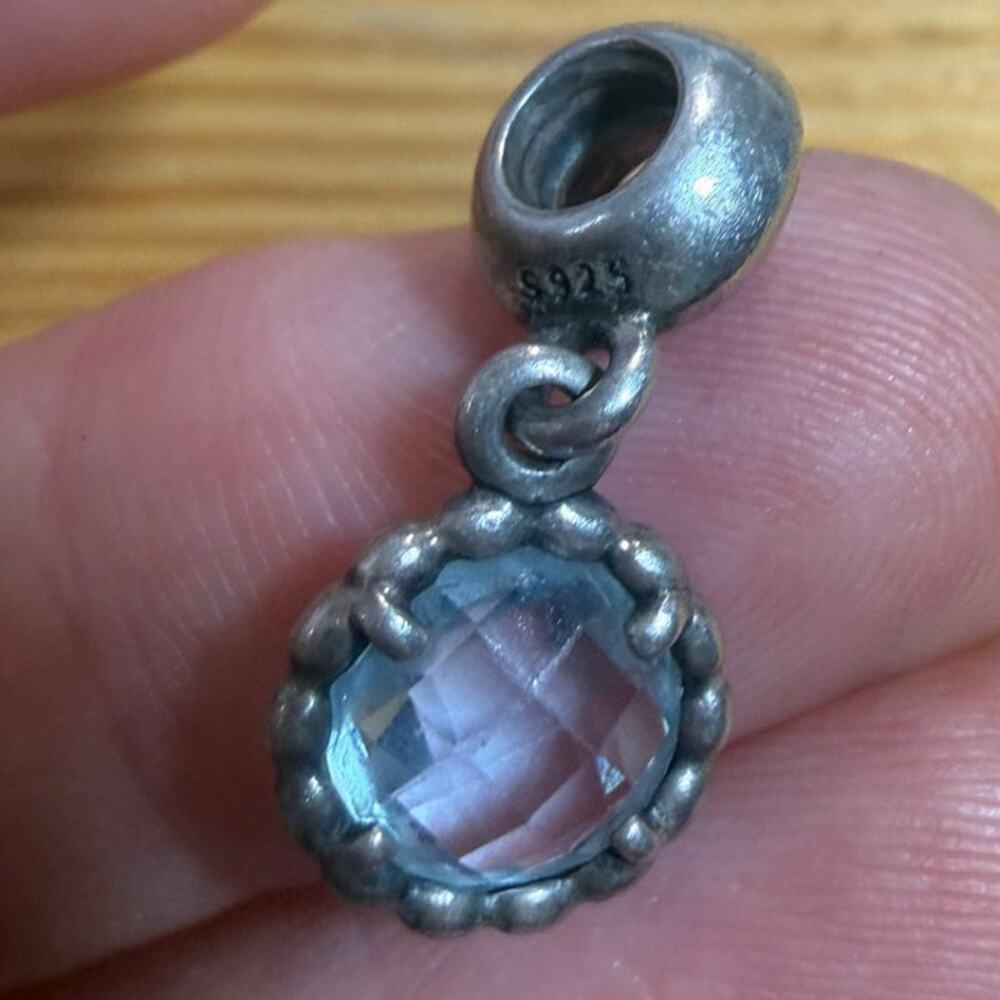 Pandora Cool Breeze Blue Topaz Dangle Charm S925 ALE Retired